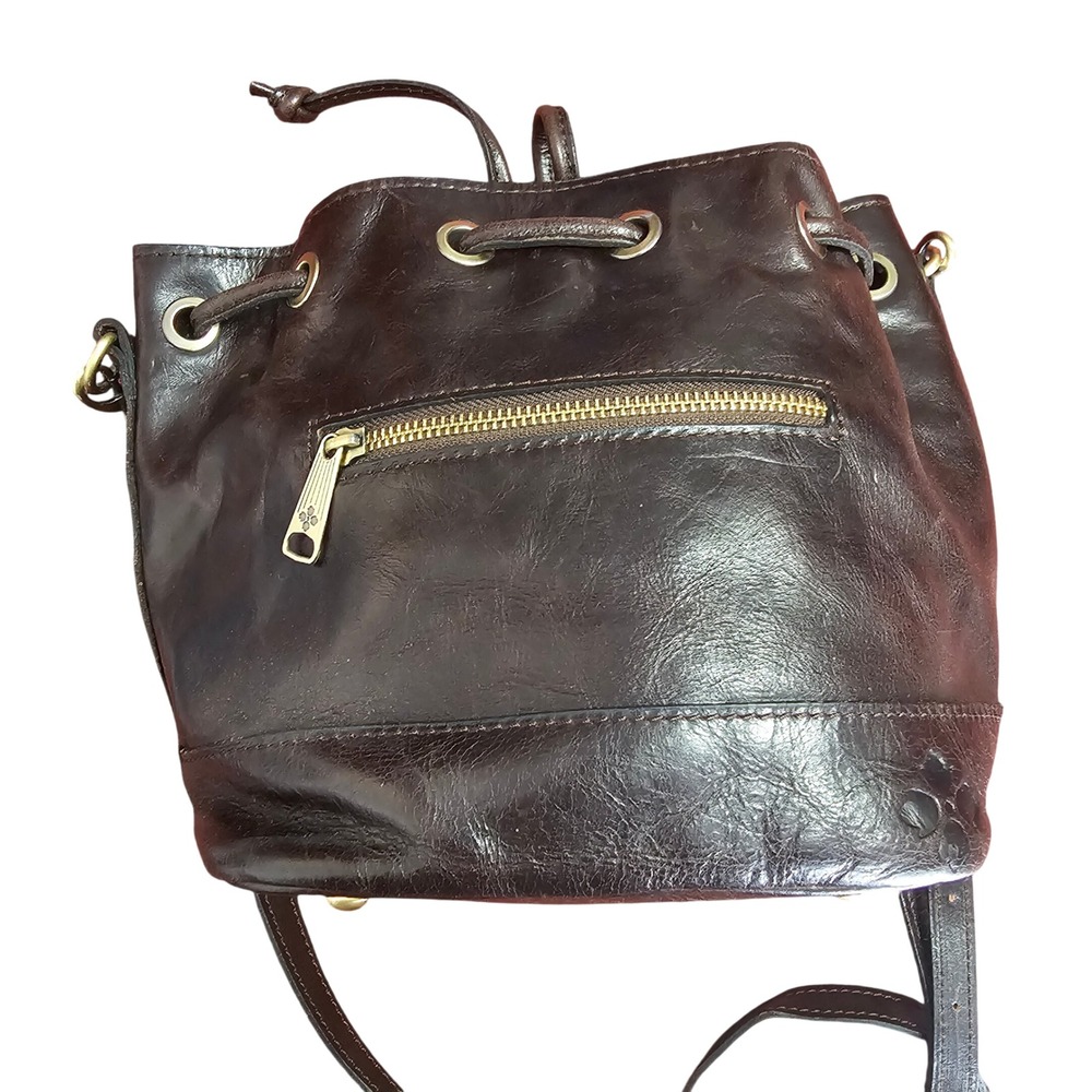 Patricia Nash Calf Hair Leather Bucket Bag Leopard Brown Crossbody Drawstring - Picture 2 of 16